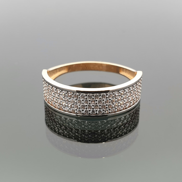 Auksinis žiedas dekoruotas cirkonio akutėmis (409)