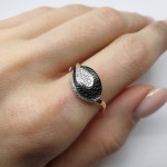 Auksinis žiedas dekoruotas juodomis cirkonio akutėmis "Banga" (1) 2