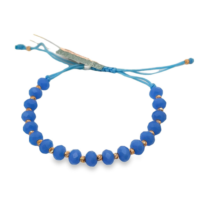 Blue bead bracelet with gold details (522)