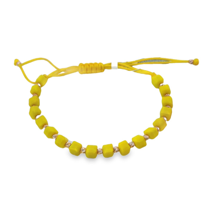  Yellow Beaded Bracelet With Gold Details (527)