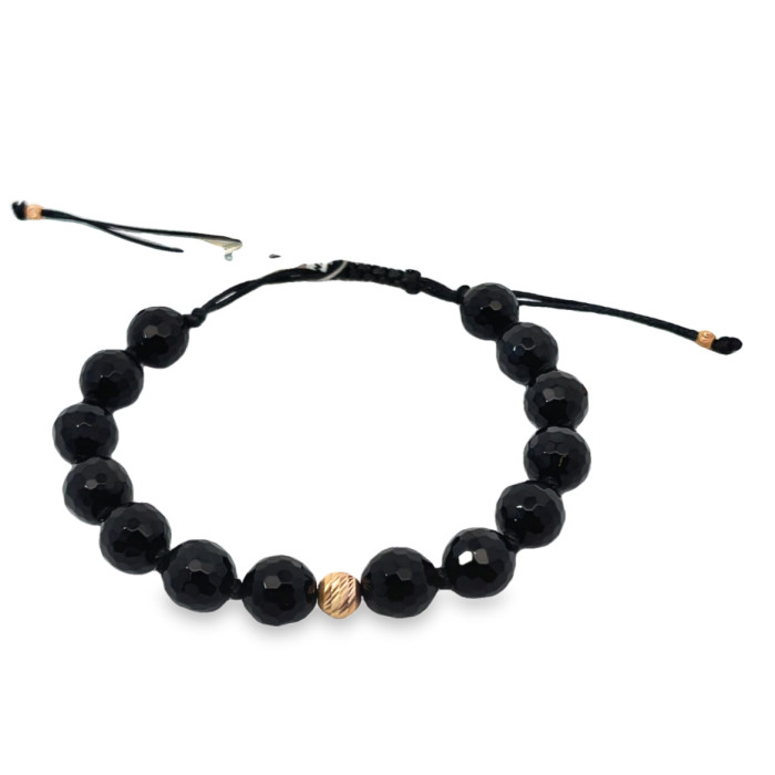  Black beaded bracelet decorated with gold details (274)