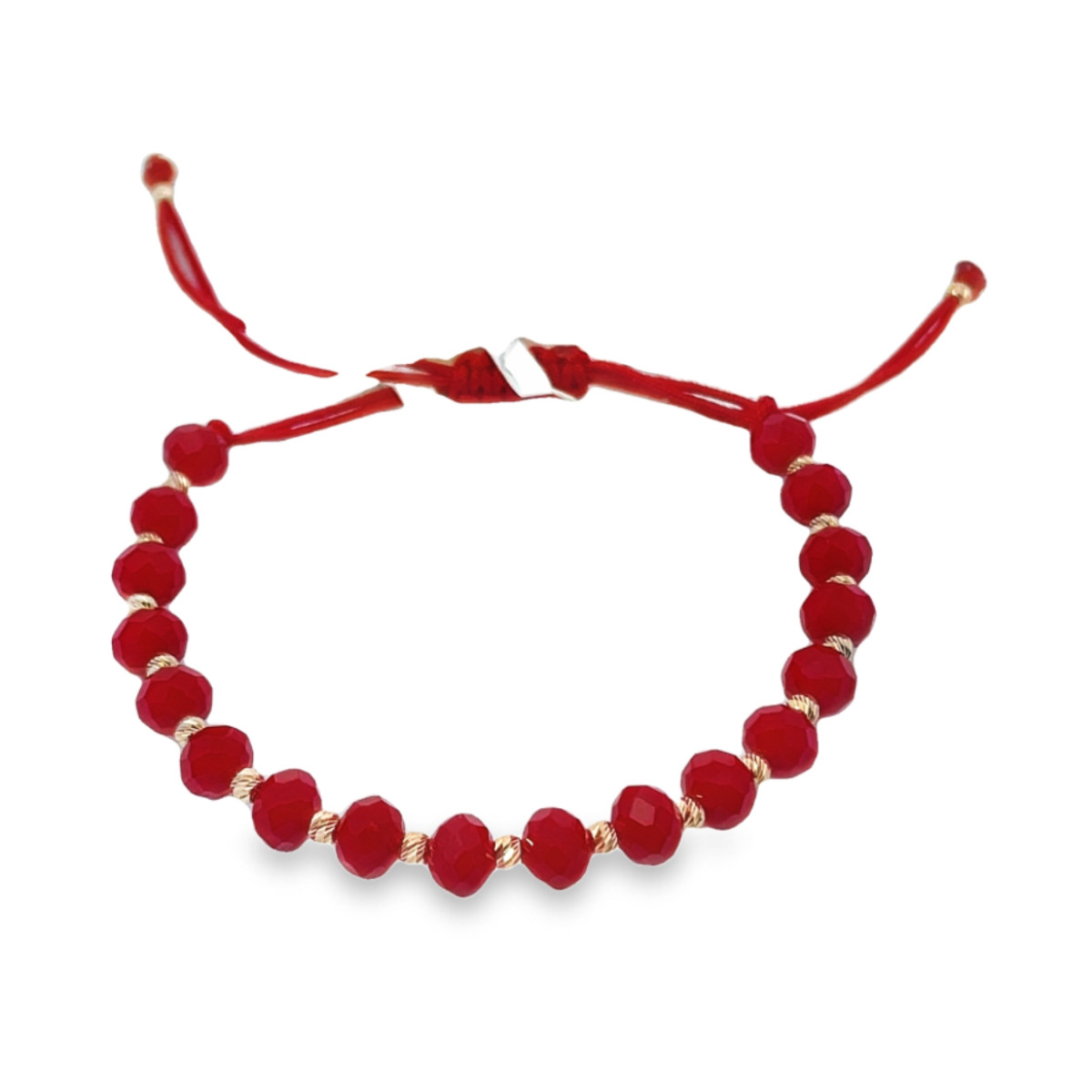 Red bead bracelet with gold details (532) 1