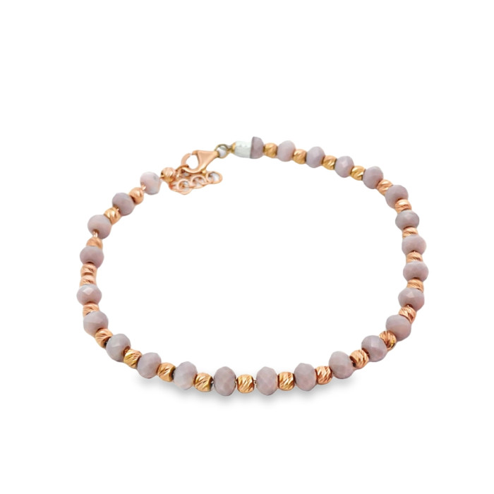  Pink bead bracelet with gold details (544)