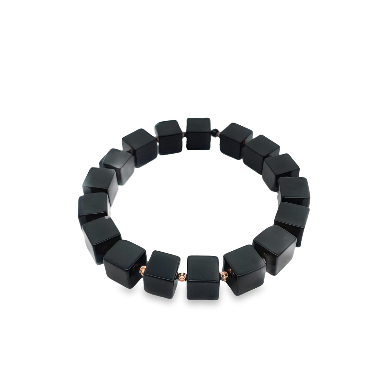 The black square beaded bracelet is decorated with gold details (239) 1