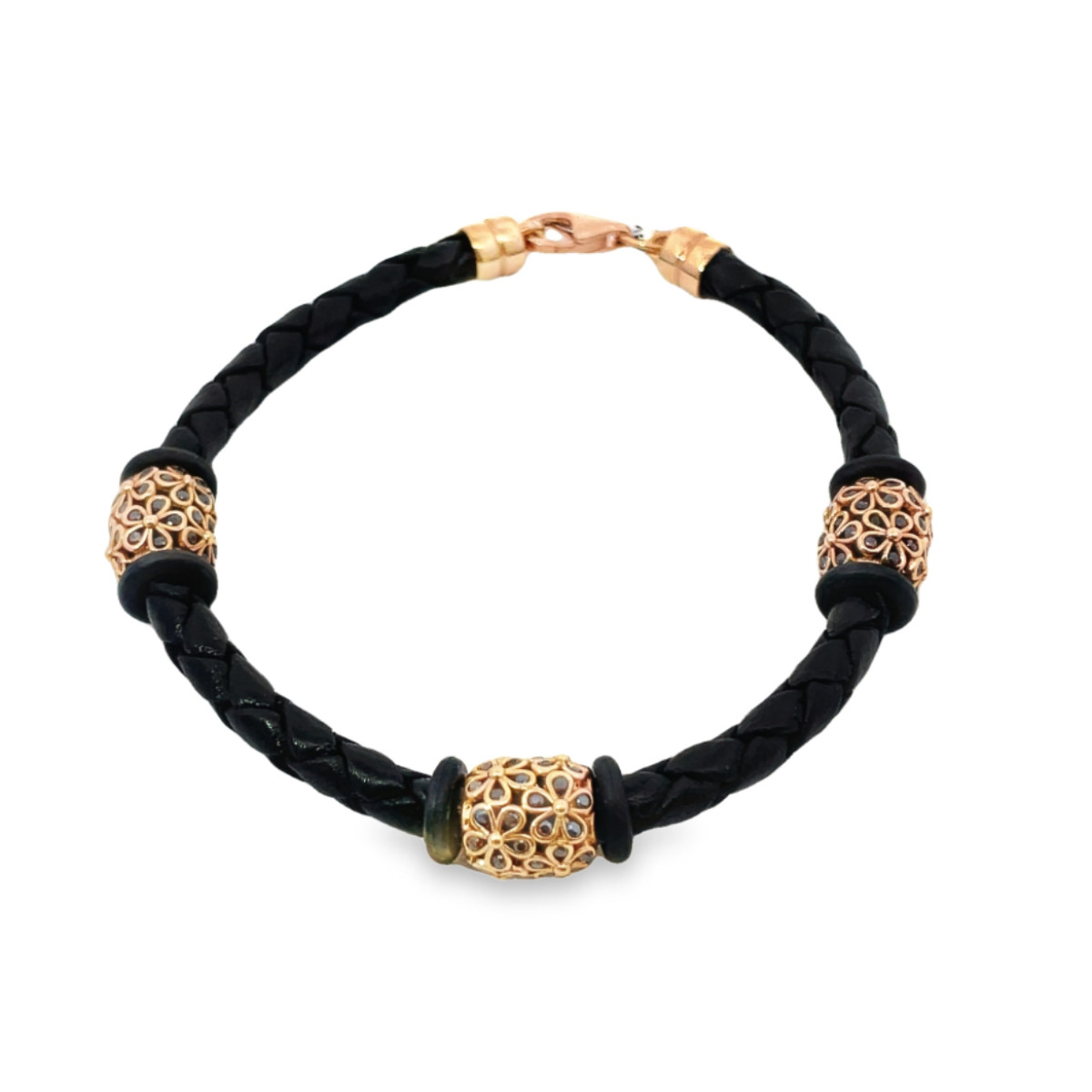  Black braided bracelet decorated with gold details