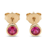 Auksiniai auskarai su rožinėmis akutėmis (1712), Su akutėmis, Aukso praba: 585, Gaminio nuotraukoje svoris: 0.95 g, Brangakmenis: Cirkonis - Papuošalai pagal užsakymą