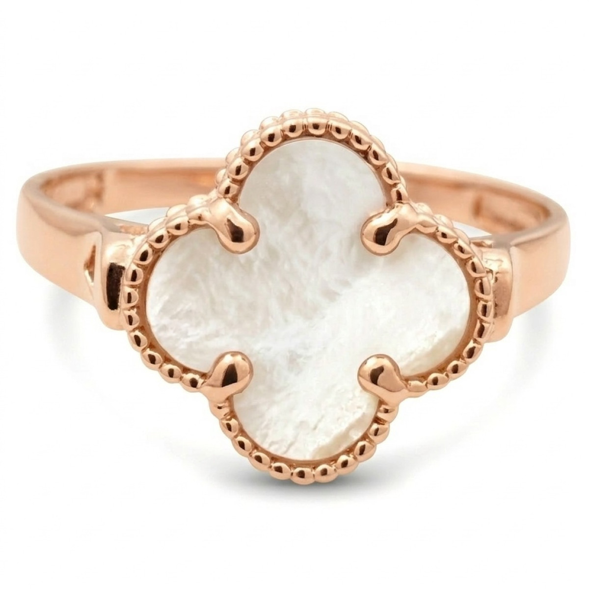 Zelta gredzens "Baltais āboliņš" (1337), Bez cilpām, Zelta standarts: 585, Produkta foto svars: 2.24 g - Rotājumlietas internetā