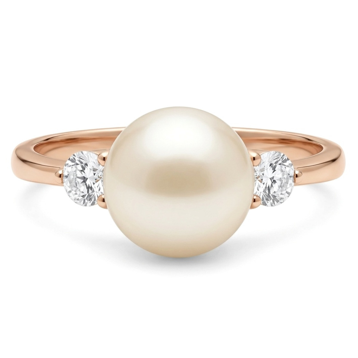 Zelta gredzens ar pērlēm un kristāliem (134), Ar pērlēm, Zelta standarts: 585, Produkta foto svars: 2.48 g, Dārgakmeņi: Perlas - Rotājumlietas internetā