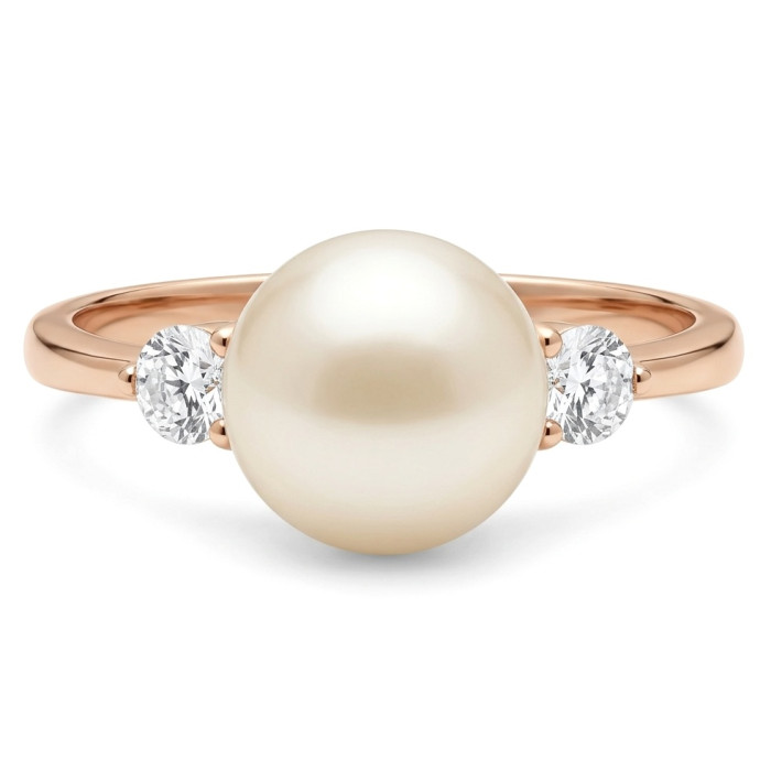 Zelta gredzens ar pērlēm un kristāliem (134)