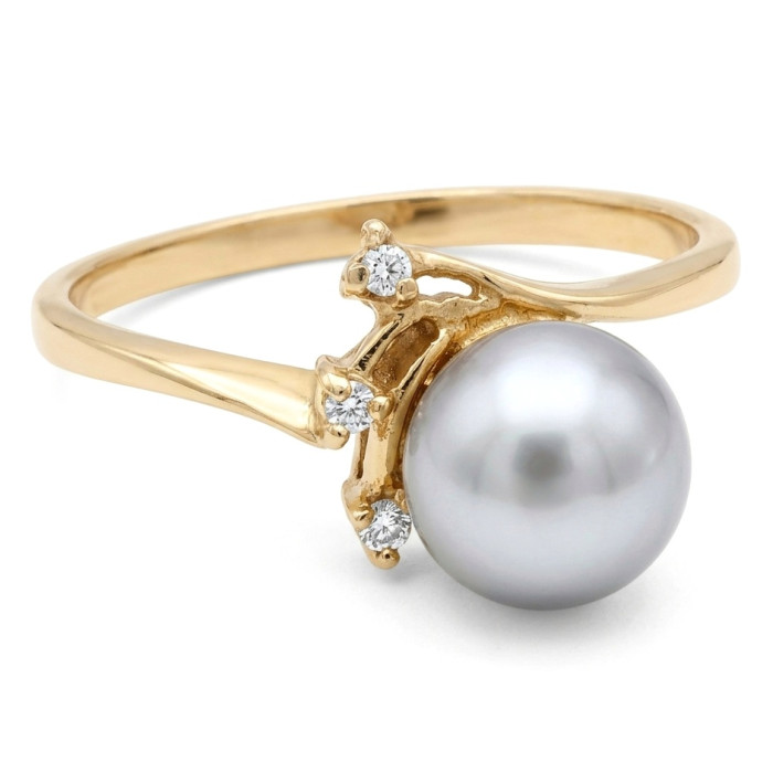 Zelta gredzens ar tumšu pērli (158)