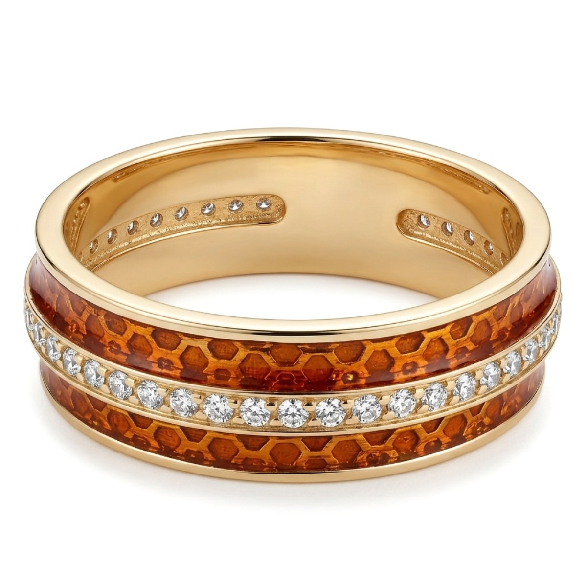 Zelta gredzens ar kristāla acīm (19), Ar acīm, Zelta standarts: 585, Produkta foto svars: 4.42 g, Dārgakmeņi: Cirkons - Rotājumlietas internetā