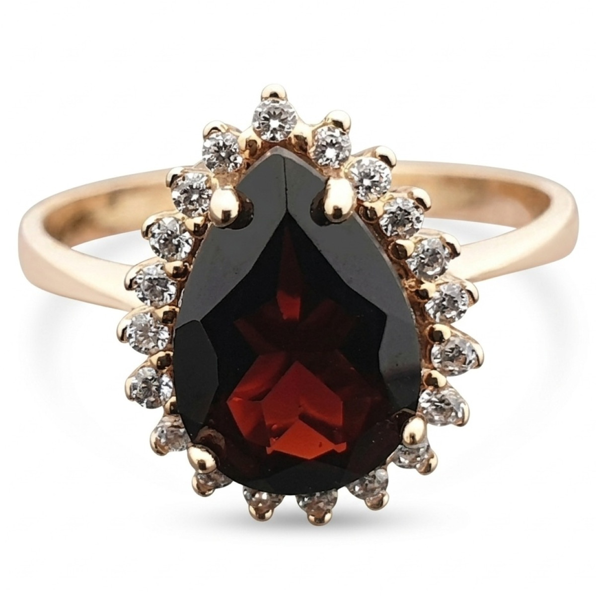 Elegants zelta gredzens ar bordo actiņu (46), Ar acīm, Zelta standarts: 585, Produkta foto svars: 2.99 g, Dārgakmeņi: Cirkons - Rotājumlietas internetā