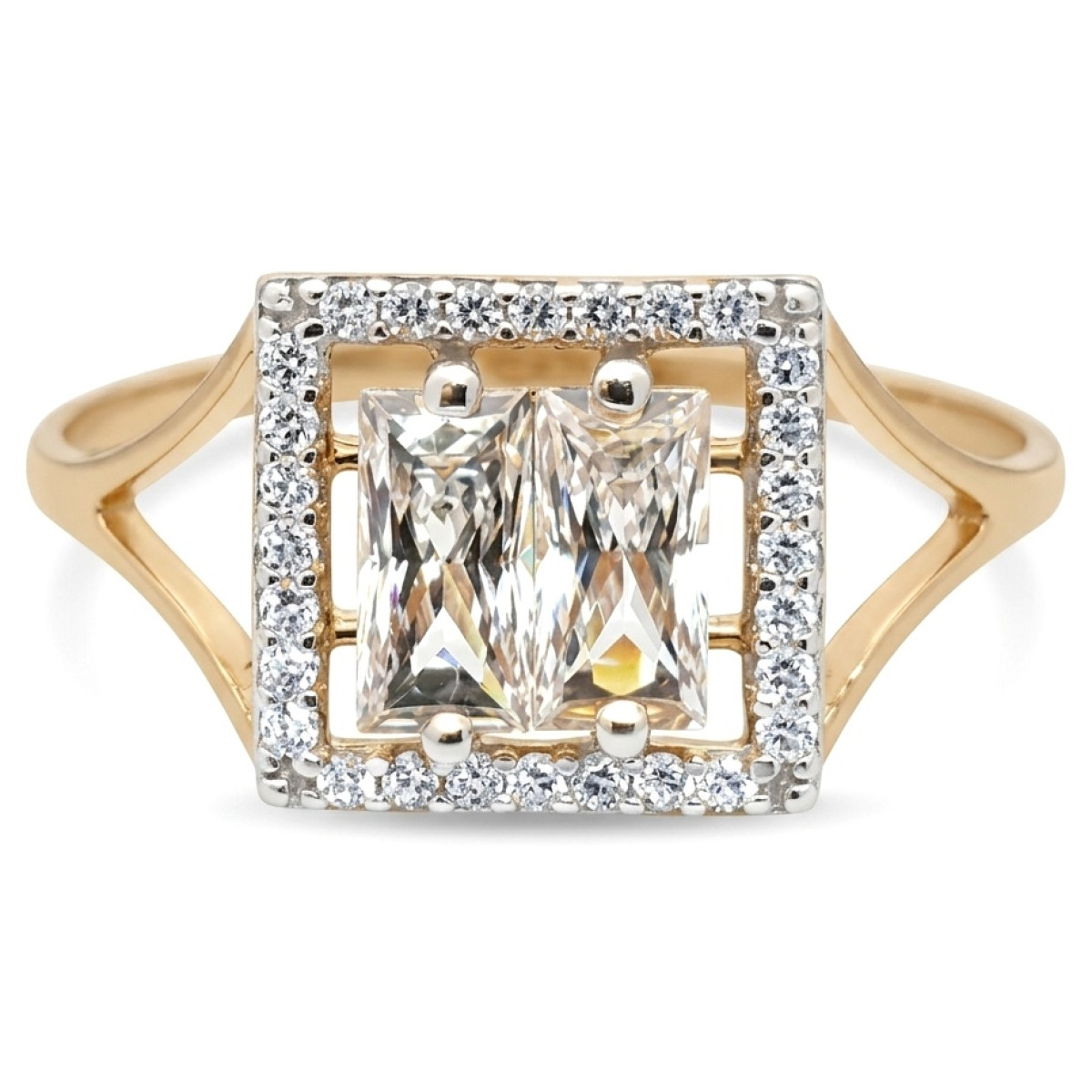 Auksinis žiedas "Dama", Su akutėmis, Aukso praba: 585, Gaminio nuotraukoje svoris: 1.76 g, Brangakmenis: Cirkonis - Juvelyrika internetu