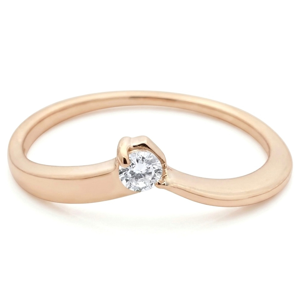 Zelta gredzens ar kristāla akcentu "Tina", Ar acīm, Zelta standarts: 585, Produkta foto svars: 1.53 g, Dārgakmeņi: Cirkons - Rotājumlietas internetā