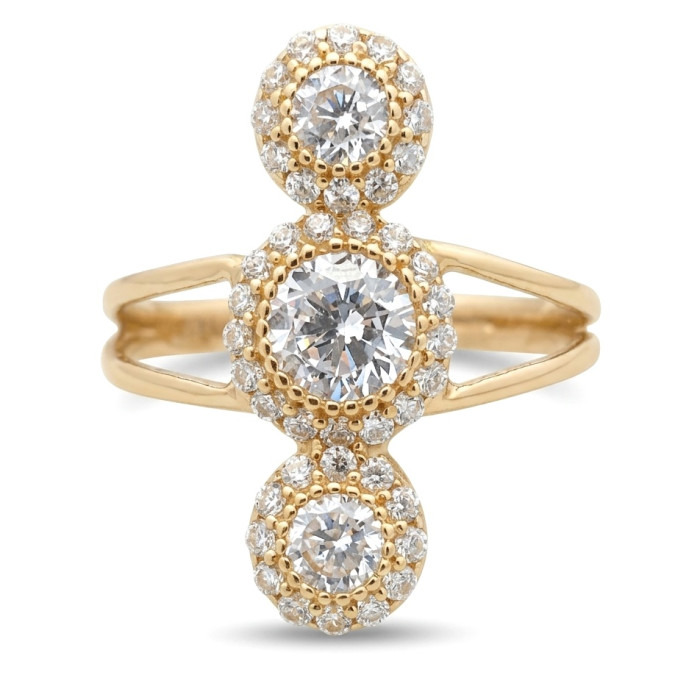 Izsmalcināts zelta gredzens ar rhinestone cilpiņām (62)