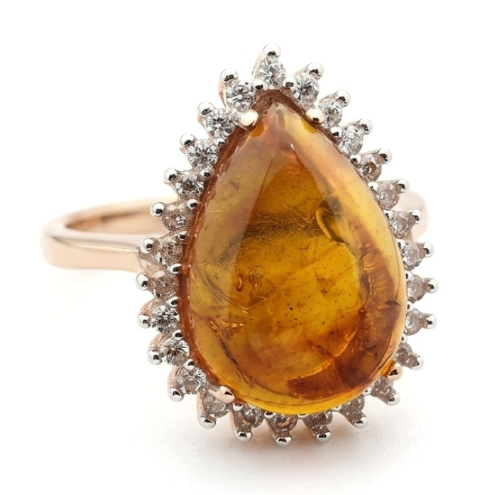 Sieviešu zelta gredzens ar lielu dzeltenu aci (63)