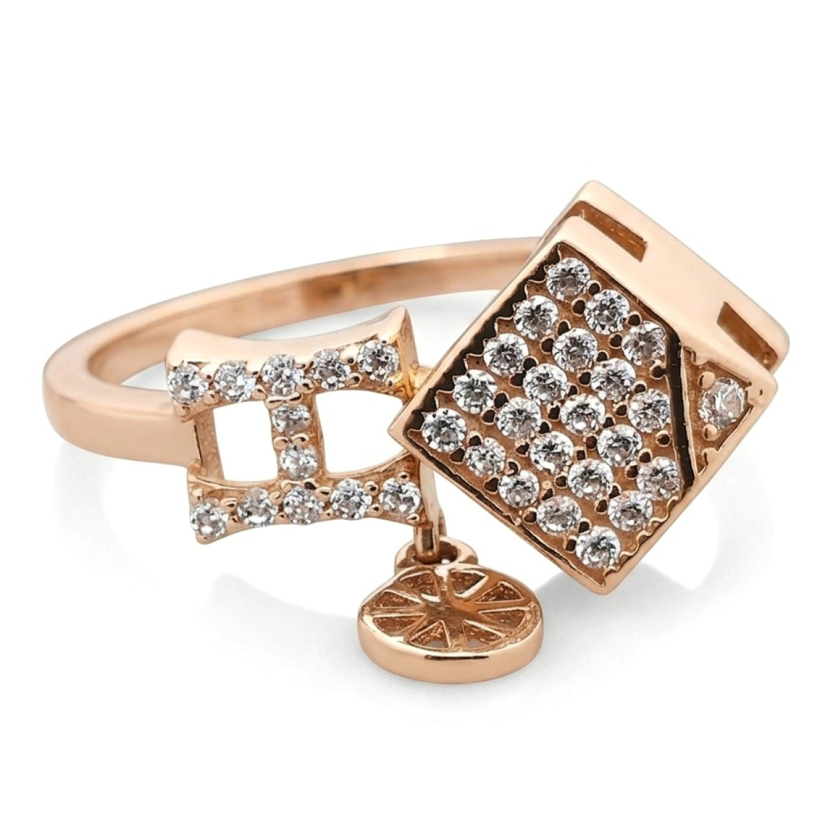  Gold ring with pendant (66), With Gemstones, Gold type: 585, Item in the photo weight: 2.65 g, Gemstone: Zircon - Jewelry online