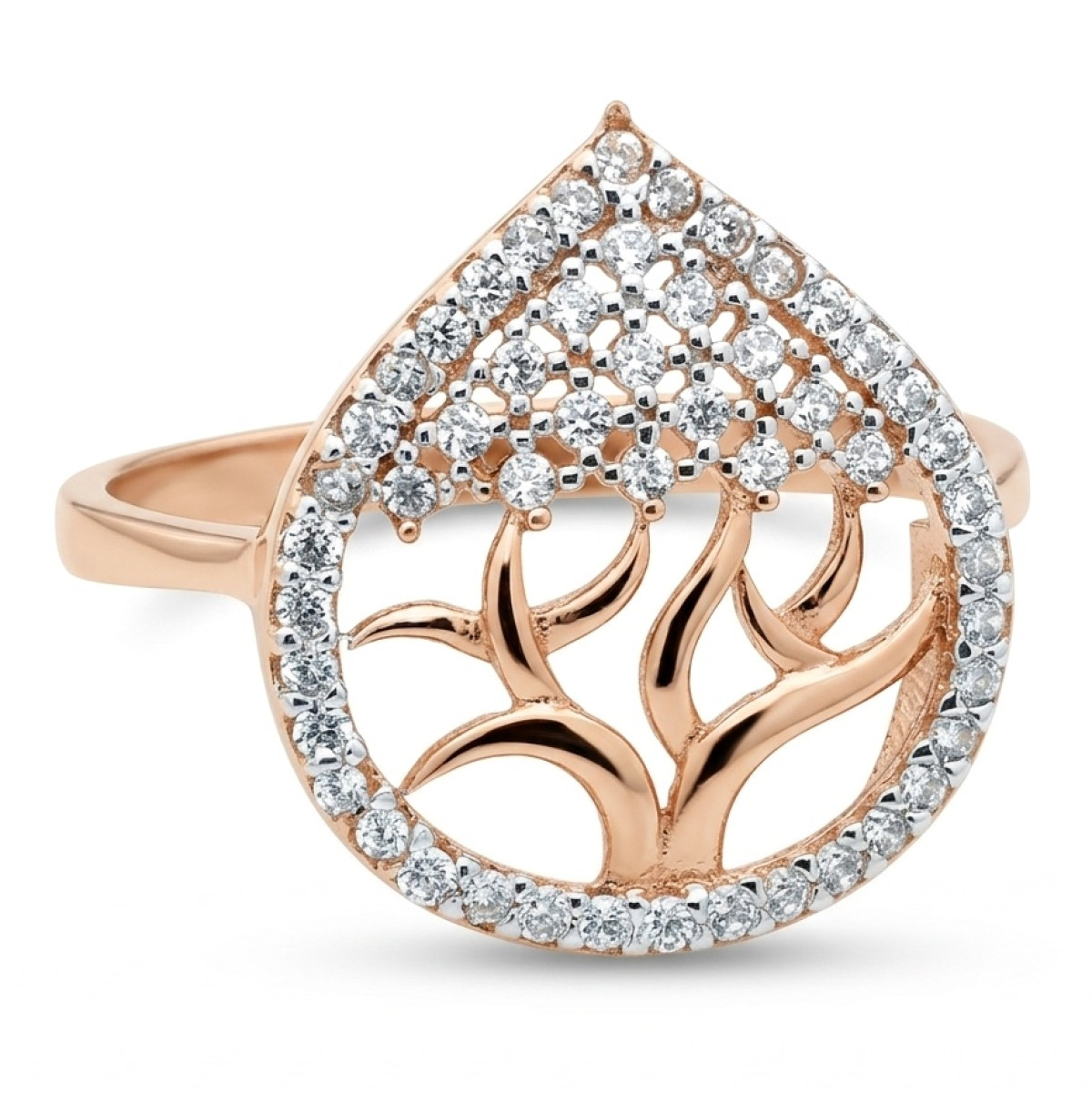 Zelta gredzens "Koks" (79), Ar acīm, Zelta standarts: 585, Produkta foto svars: 2.21 g, Dārgakmeņi: Cirkons - Rotājumlietas internetā