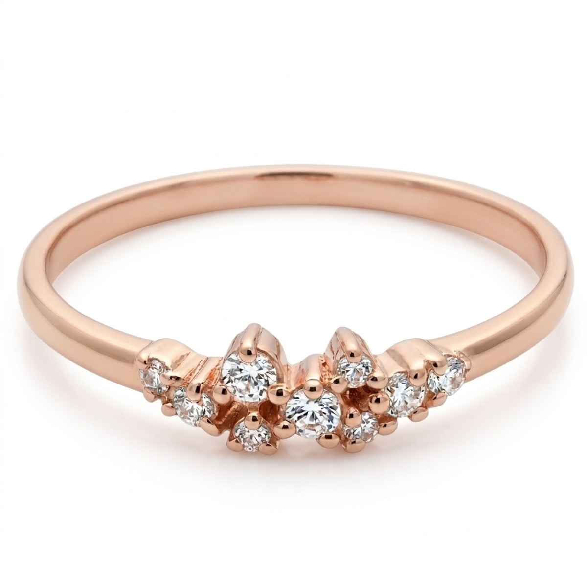  Gold ring decorated with zircon holes (874), With Gemstones, Gold type: 585, Item in the photo weight: 1.15 g, Gemstone: Zircon - Jewelry online