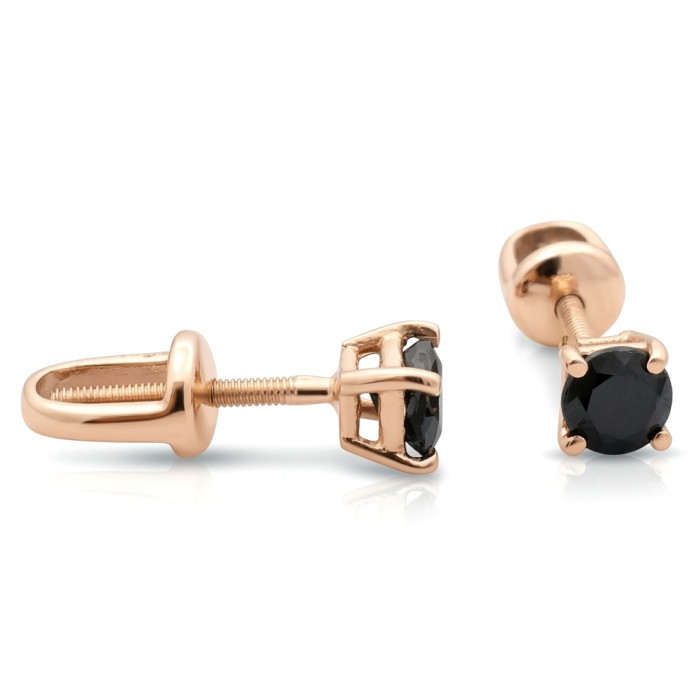  Gold earrings decorated with black sapphires (145)
