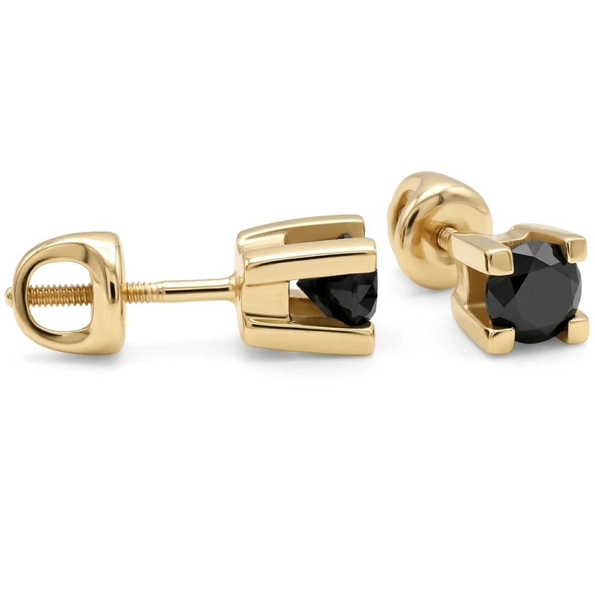  Gold earrings with black diamonds (au217), Earrings - twists, Gold type: 585, Item in the photo weight: 2.70 g, Gemstone: Diamond, Gemstone ct.: 1.30 ct, Gemstone ct.: 0.70-1.50 ct - Jewelry online