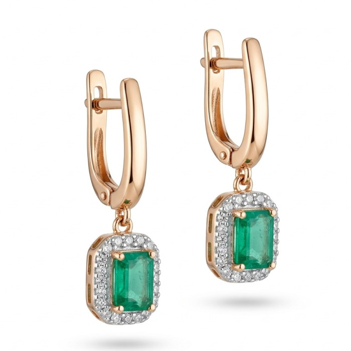  Dangling earrings decorated with emeralds and diamonds (251)