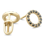  Yellow gold round earrings decorated with black diamonds (334), Earrings - twists, Gold type: 585, Item in the photo weight: 2.84 g, Gemstone: Diamond, Gemstone ct.: 0.60 ct, Gemstone ct.: 0.30-0.69 ct - Custom jewelry