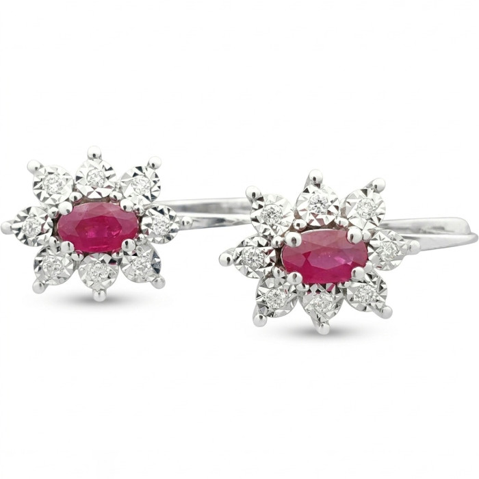 White Gold Earrings with Rubies (349)