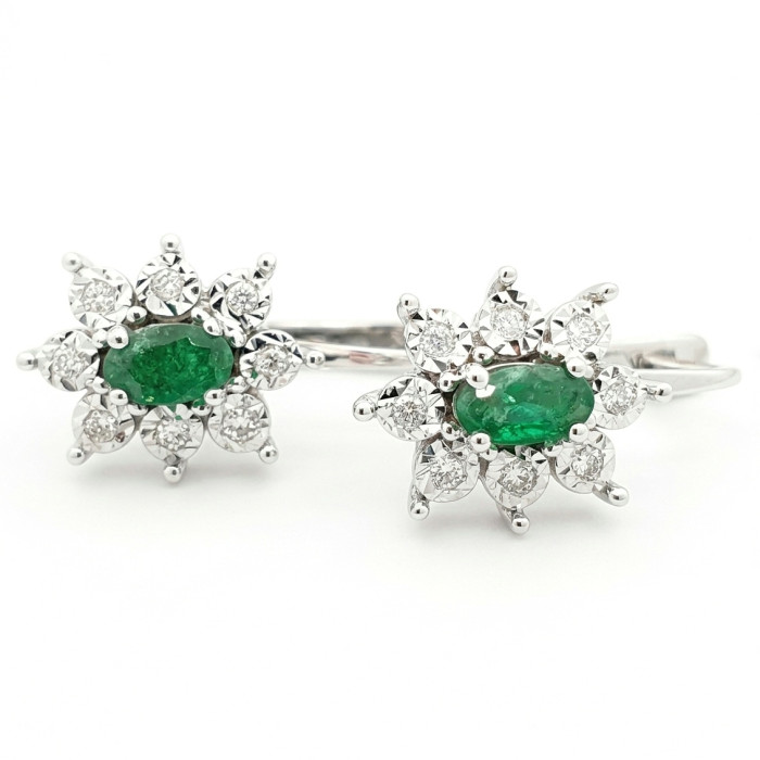White Gold Earrings with Emeralds (350)