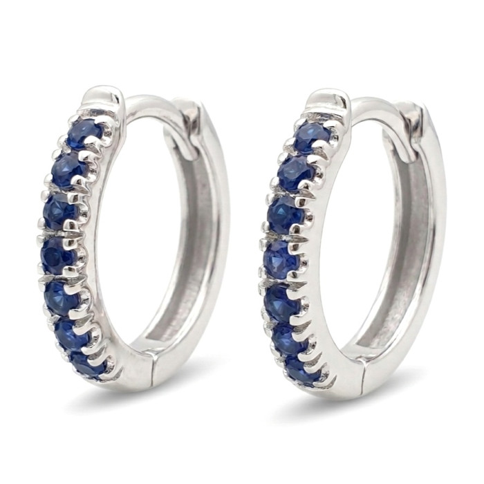 Round earrings with blue sapphires (351)