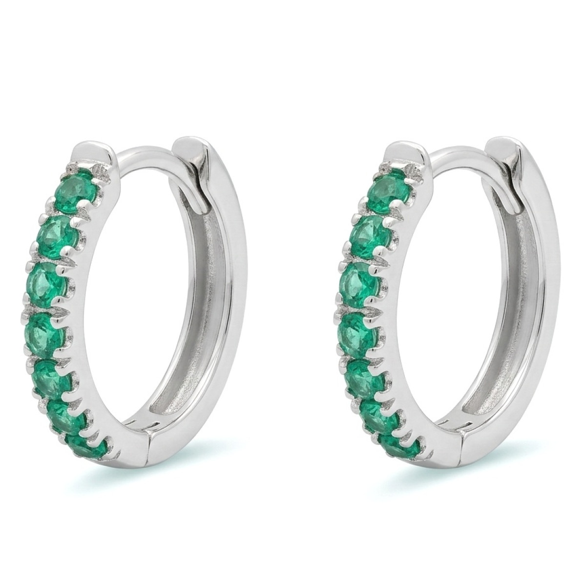 Round Earrings with Emeralds (352),  Round earrings, Gold type: 585, Item in the photo weight: 2.13 g, Gemstone: Emerald, Gemstone ct.: 0.31 ct, Gemstone ct.: 0.30-0.69 ct - Jewelry online