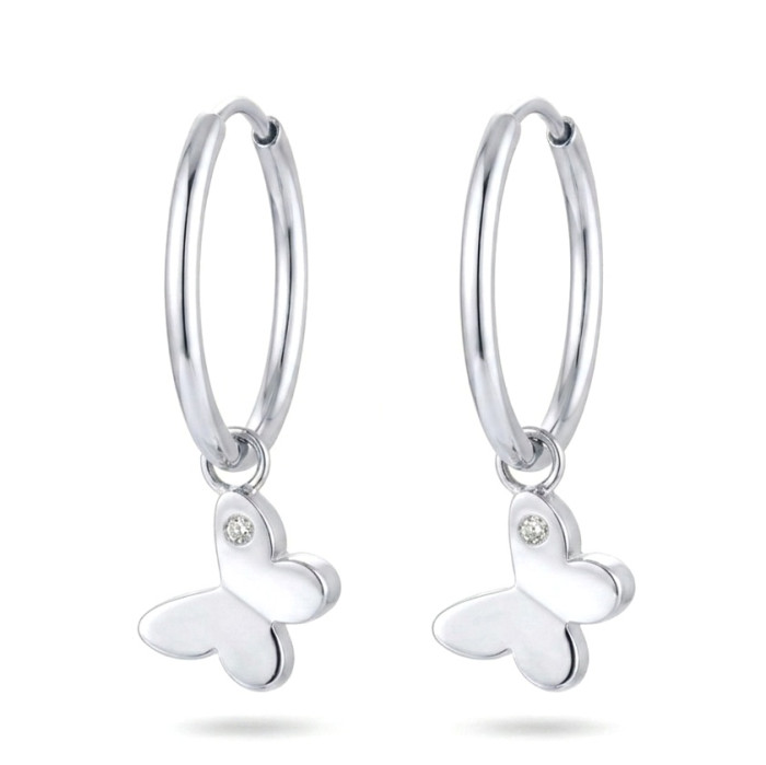 Round Gold Earrings with Butterflies (355)