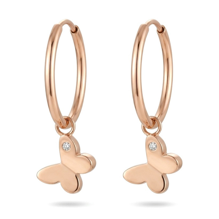 Rose Gold Round Butterfly Earrings (56)
