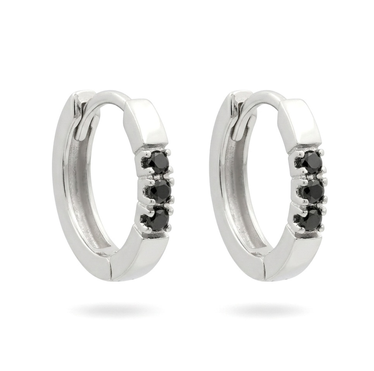 Round Gold Earrings with Black Diamonds (359),  Round earrings, Gold type: 585, Item in the photo weight: 2.30 g, Gemstone: Brilliant, Gemstone ct.: 0.15 ct, Gemstone ct.: 0.10-0.19 ct - Jewelry online