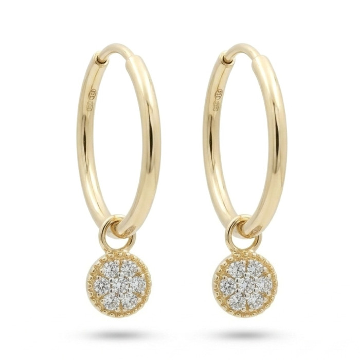 Round earrings with diamond pendants (374)