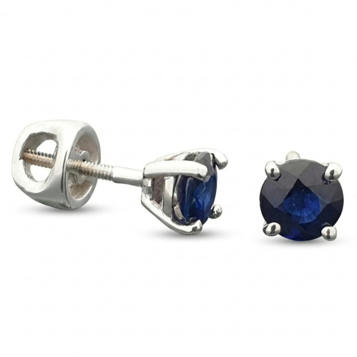 White Gold Earrings with Blue Sapphires (476)