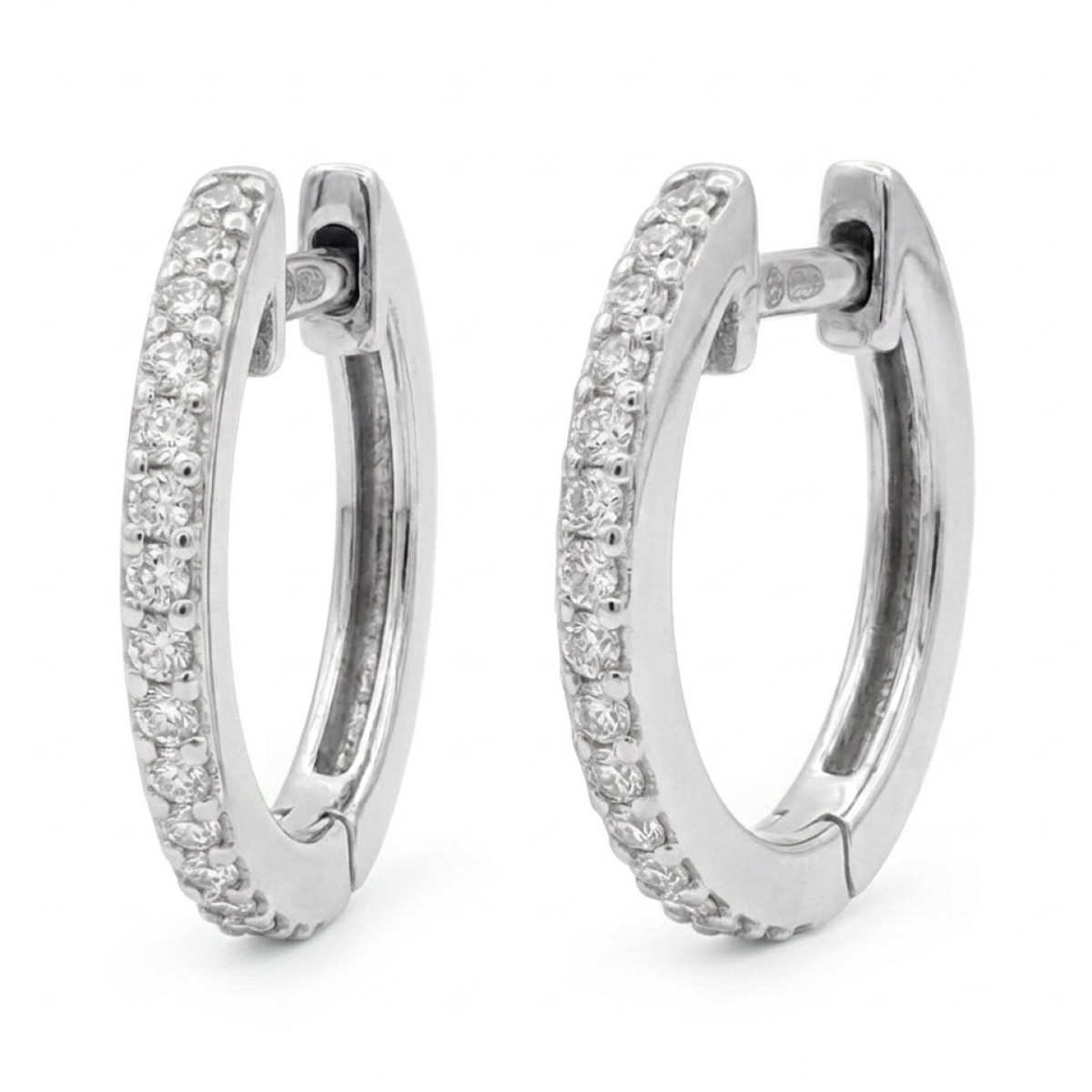 Round White Gold Earrings with Diamonds (481/482),  Round earrings, Gold type: 585, Item in the photo weight: 2.97 g, Gemstone: Brilliant, Gemstone ct.: 0.20-0.29 ct, Gemstone ct.: 0.22 ct - Jewelry online