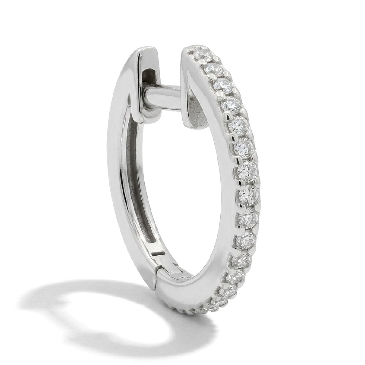 One round diamond earring (485),  Round earrings, Gold type: 585, Item in the photo weight: 1.33 g, Gemstone: Brilliant, Gemstone ct.: 0.10-0.19 ct, Gemstone ct.: 0.11 ct - Jewelry online