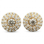 Luxury Halo Earrings with Diamonds (493), Halo, Gold type: 585, Item in the photo weight: 7.36 g, Gemstone: Brilliant, Gemstone ct.: 1.51-2.00 ct, Gemstone ct.: 1.01 ct,  Weight of extra gems: 1.43 ct - Custom jewelry