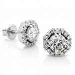 White gold halo earrings with diamonds (519), Halo, Gold type: 585, Item in the photo weight: 2.96 g, Gemstone: Brilliant, Gemstone ct.: 0.70-1.50 ct, Gemstone ct.: 1.00 ct,  Weight of extra gems: 0.24 ct - Custom jewelry