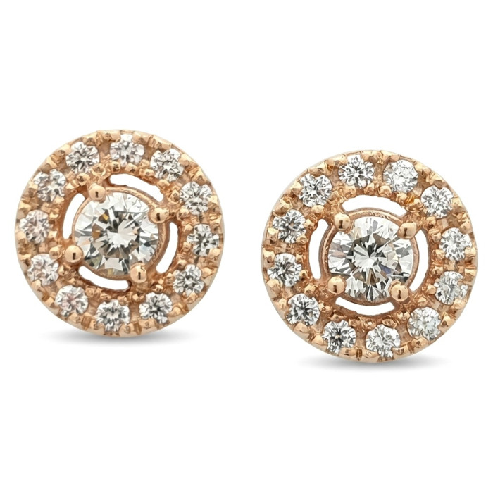 Rose Gold Halo Earrings with Diamonds (523)