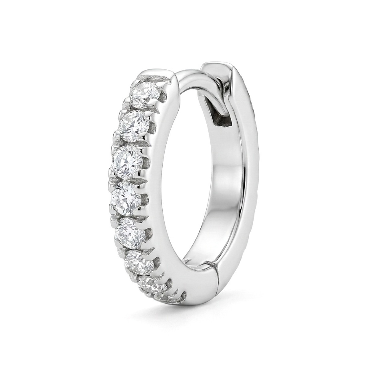 One round earring with diamonds (524),  Round earrings, Gold type: 585, Item in the photo weight: 0.95 g, Gemstone: Brilliant, Gemstone ct.: 0.10-0.19 ct, Gemstone ct.: 0.11 ct - Jewelry online