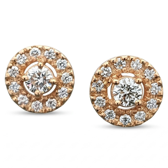 Rose gold halo earrings with diamonds (526)