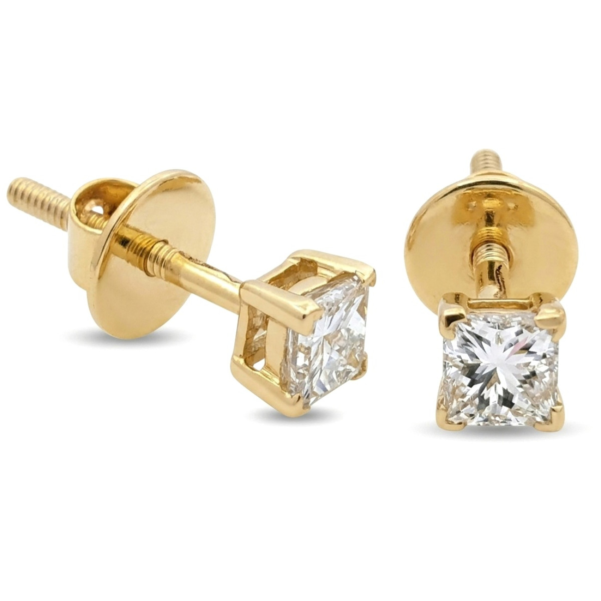 Yellow gold minimalist earrings with diamonds (546), Earrings - twists, Gold type: 585, Item in the photo weight: 1.05 g, Gemstone: Brilliant, Gemstone ct.: 0.30-0.69 ct, Gemstone ct.: 0.55 ct - Jewelry online
