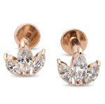 Minimālistiski rozā zelta auskari (pīrsinga veids 2 gab.) (552), Auskari - twists, Zelta standarts: 585, Produkta foto svars: 0.83 g, Dārgakmeņi: Izcili, Dārgakmens svars ct.: 0.20-0.29 ct, Dārgakmens svars: 0.23 ct - Personalizētas rotājumlietas