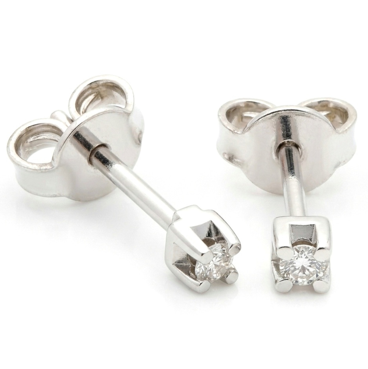 Small white gold earrings with diamonds (578), Earrings - twists, Gold type: 750, Item in the photo weight: 1.24 g, Gemstone: Brilliant, Gemstone ct.: 0.01-0.09 ct, Gemstone ct.: 0.07 ct - Jewelry online