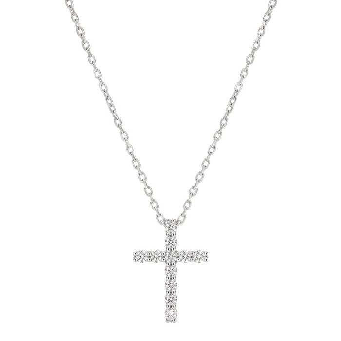 Balto aukso grandinėlė su deimantų kryželiu (413)