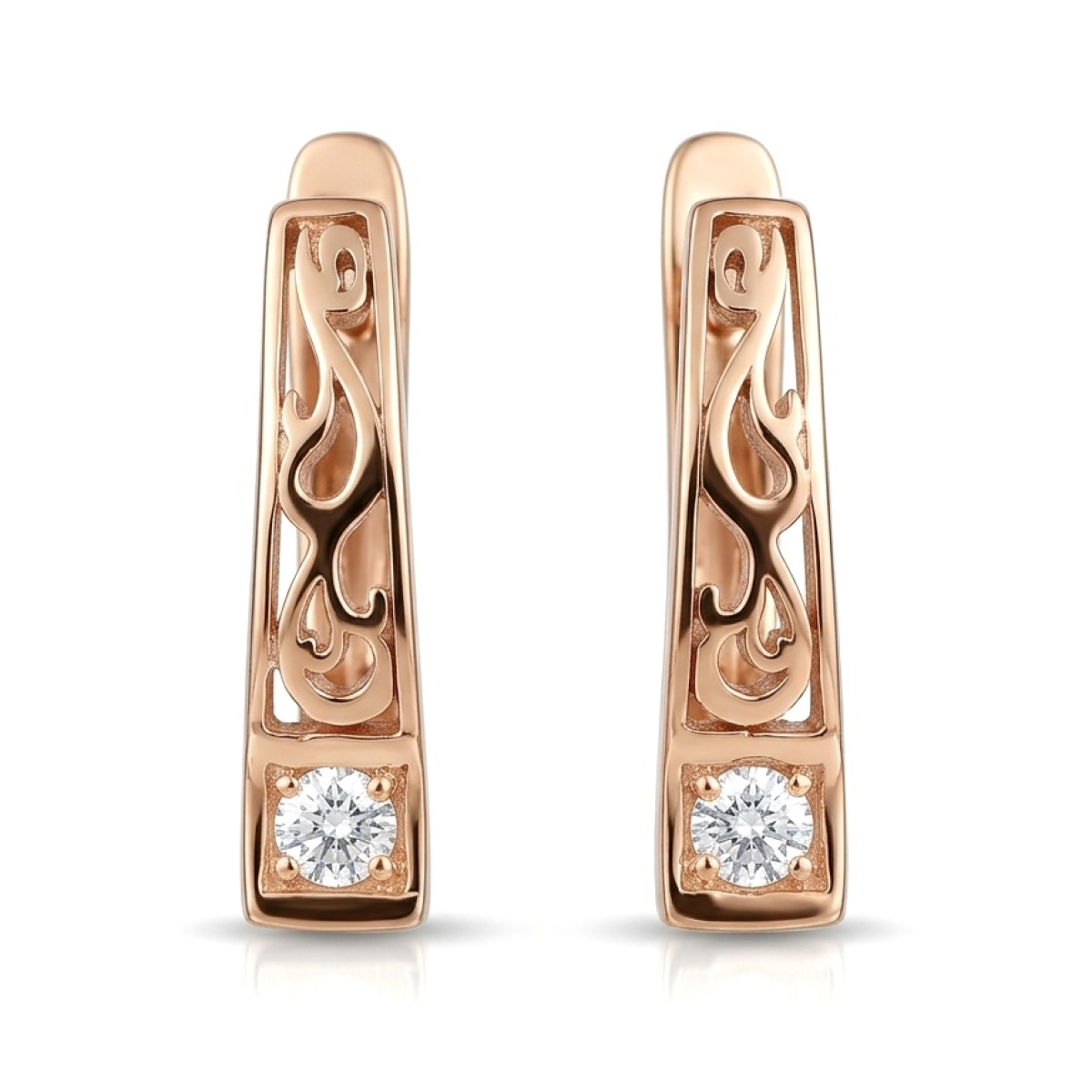 Gold earrings "Fausta" with Lab Grown diamonds (1), LAB GROWN earrings, Gold type: 585, Item in the photo weight: 3.94 g, Gemstone: Lab Grown diamond, Gemstone ct.: 0.10-0.19 ct, Gemstone ct.: 0.14 ct - Jewelry online