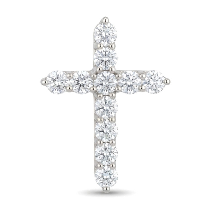 Baltā zelta krusts ar laboratorijā audzētiem dimantiem (3)