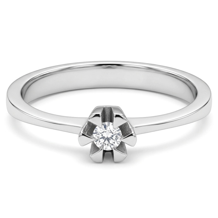 Balto aukso klasikinis sužadėtuvių žiedas su laboratorijoje užaugintu deimantu (43)